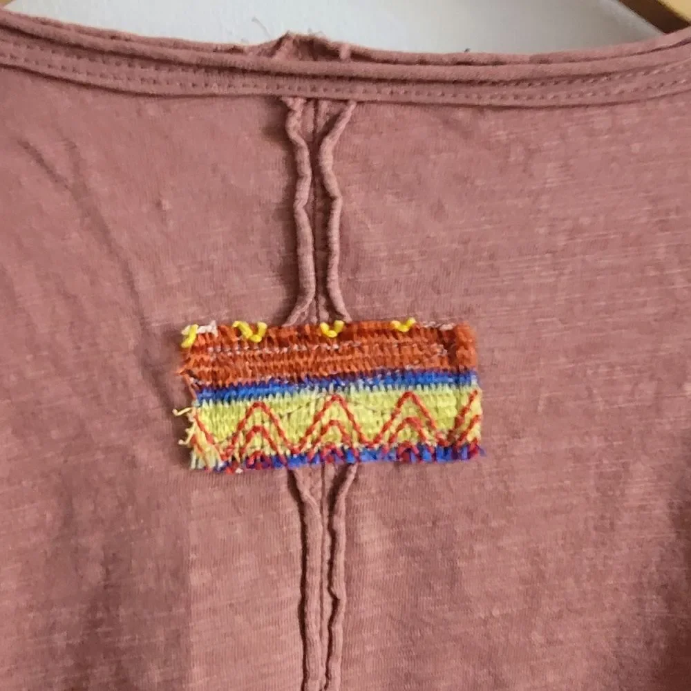 Shein Boho Feel Bohemela Round Neck Short Sleeve Loose FiT pink Size Xl - Picture 7 of 15